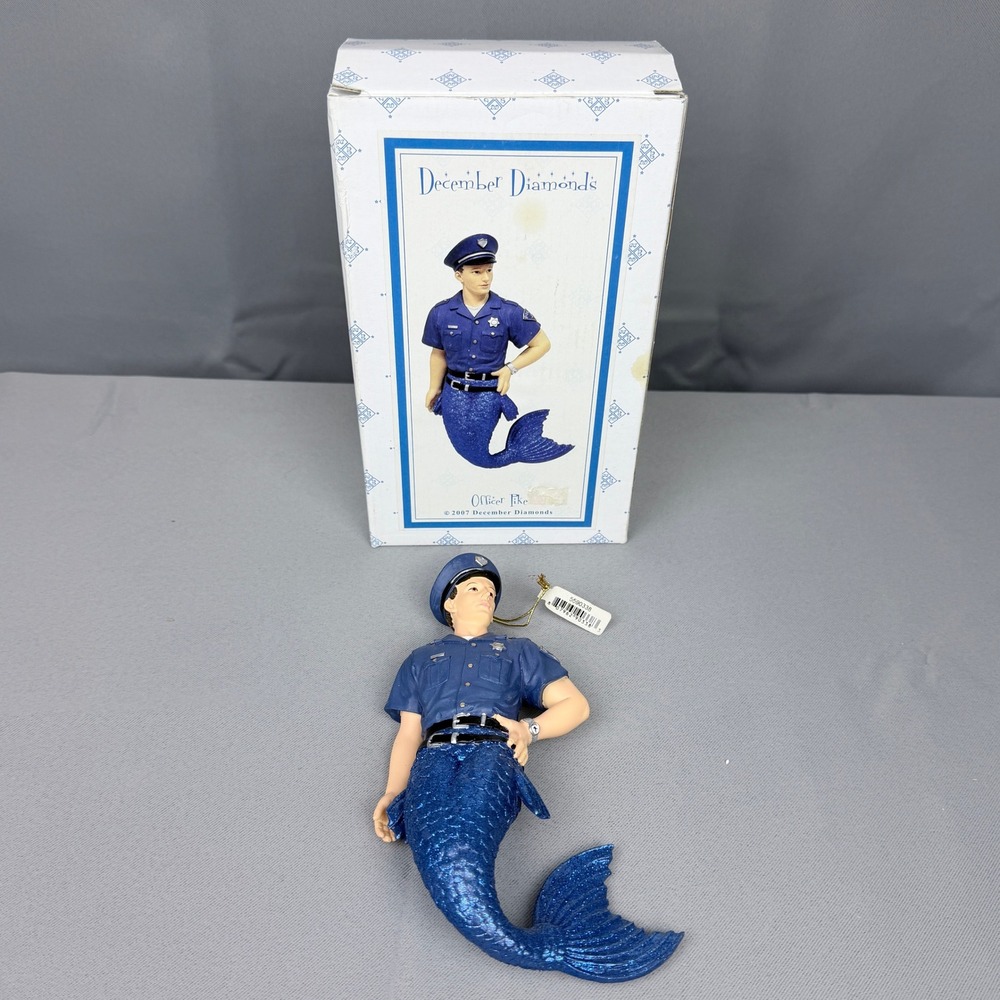 December Diamonds Officer Pike Merman Christmas Ornament 2007 Police Blue Tail
